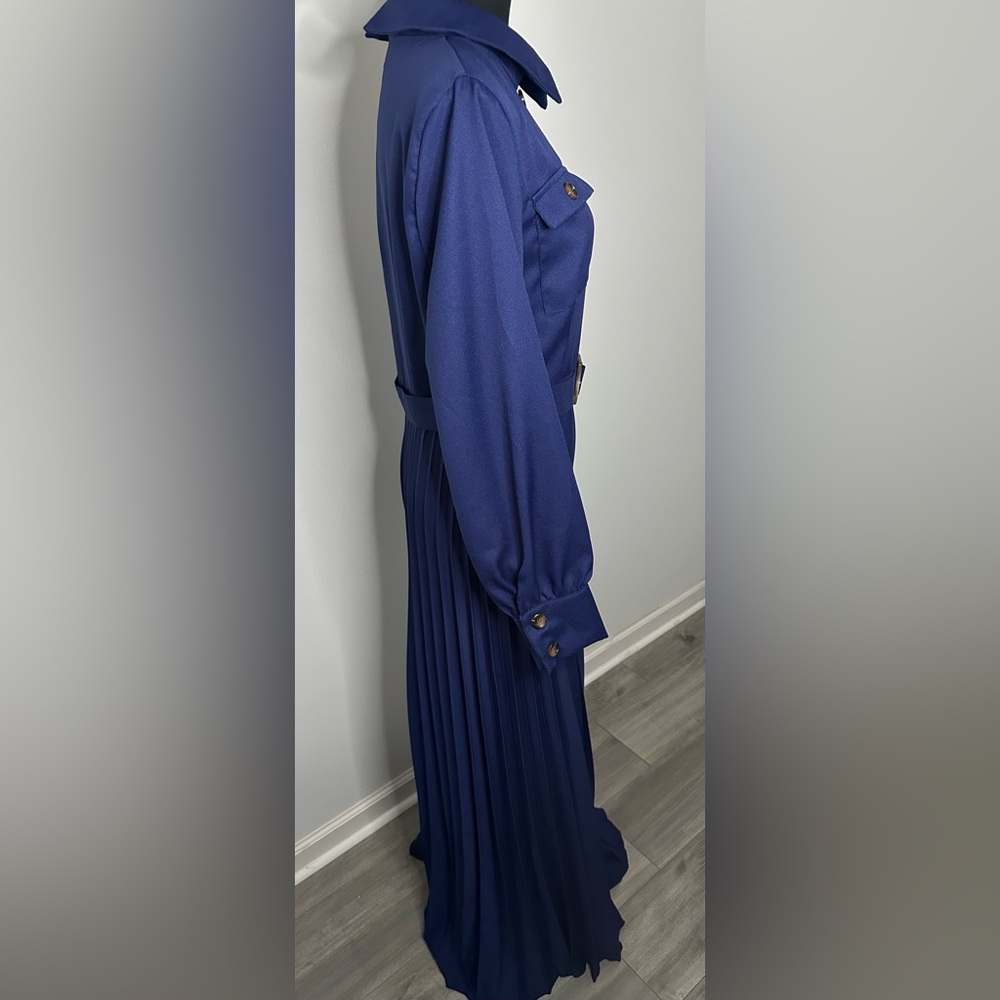 SHEIN Elegant Navy Blue Pleated Jumpsuit - Size XL (12) New w/o T - Picture 6 of 11